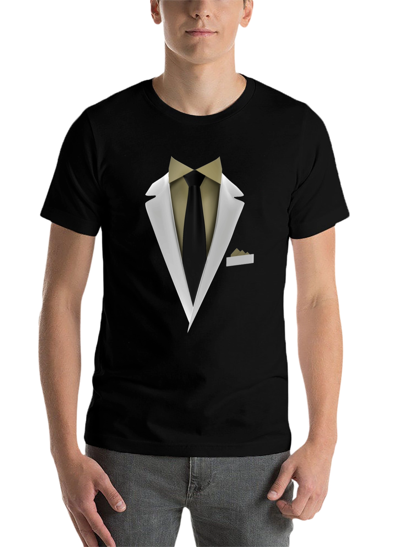 Suit & Tie Graphic Tee - Black Fashion Top - 7