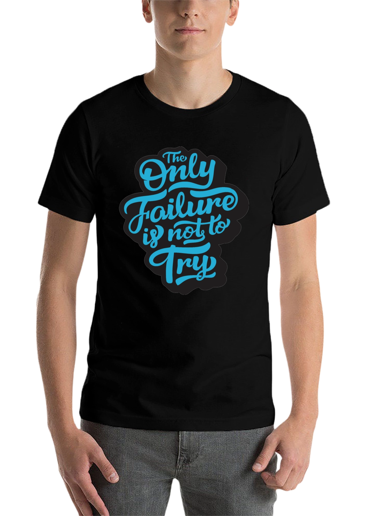 Black Inspirational Graphic Tee - The Only Failure Is Not To Try view 7