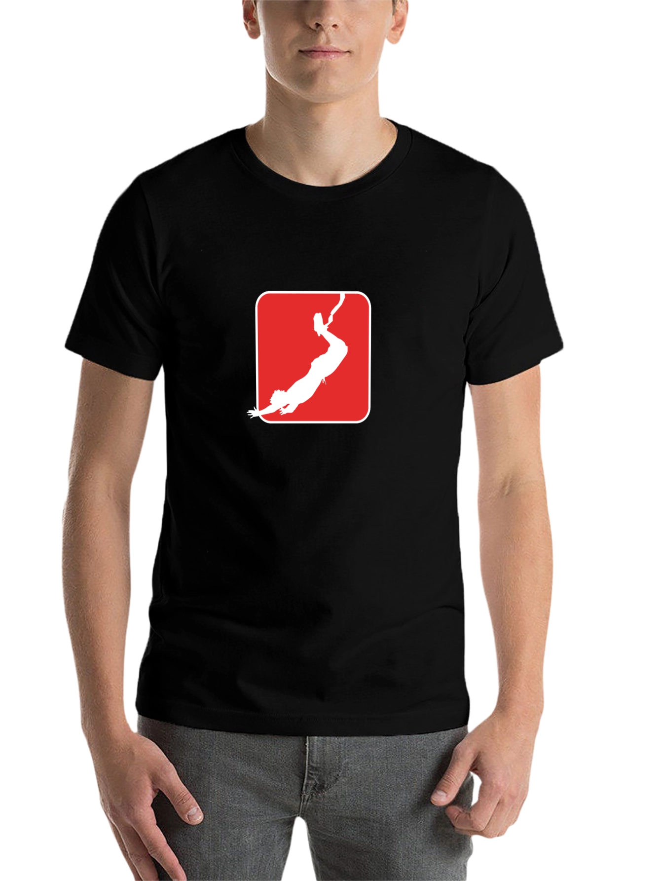 Black Red Bungee Jumper Graphic T-Shirt view 7