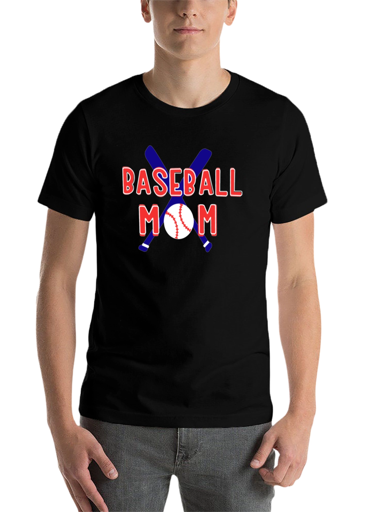 Black Baseball Mom Graphic T-Shirt view 7