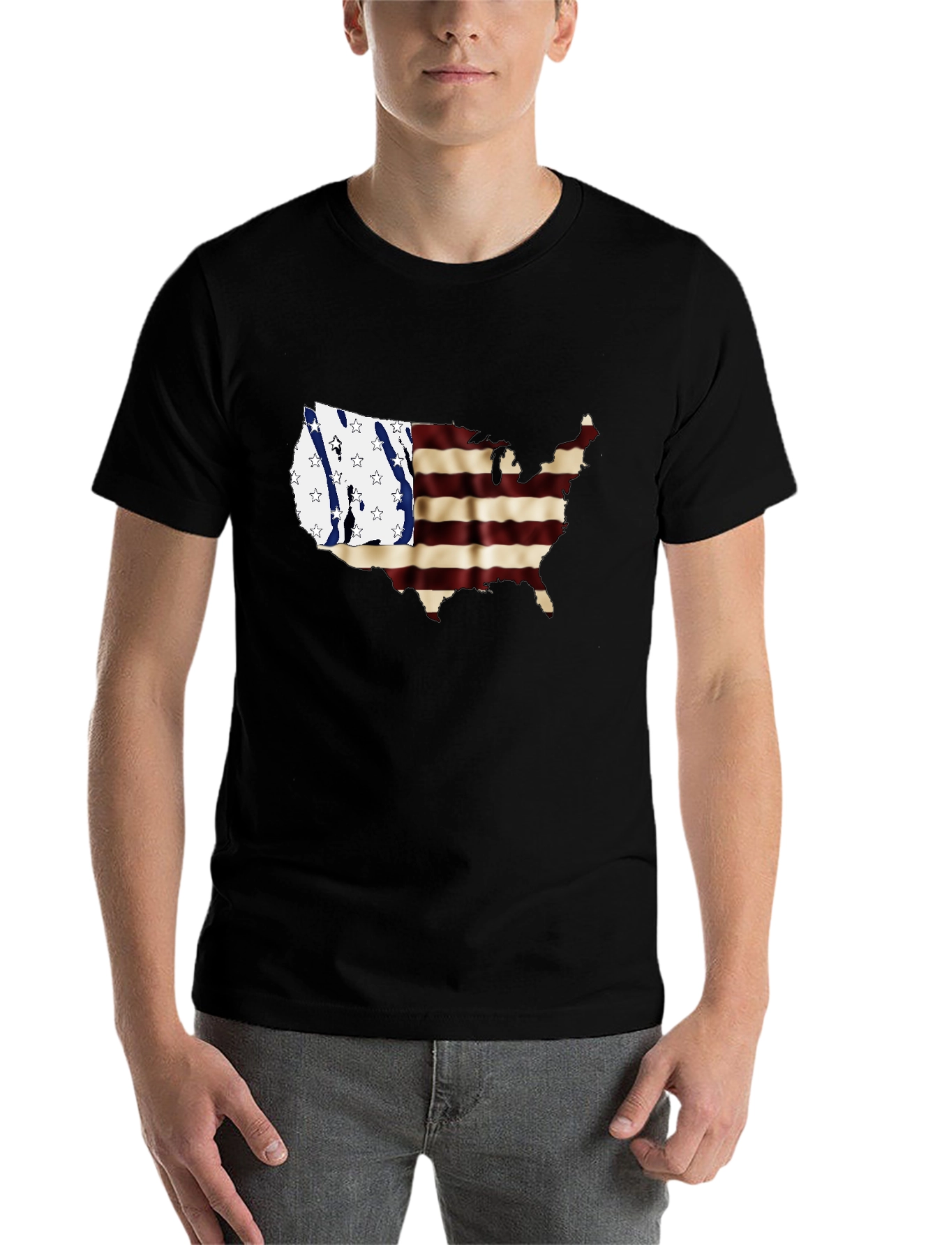 USA Map Flag Graphic Tee - 7