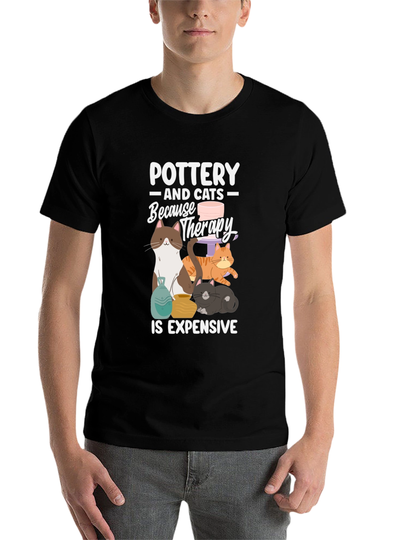 Black Pottery and Cats T-Shirt: Therapy Alternative view 7