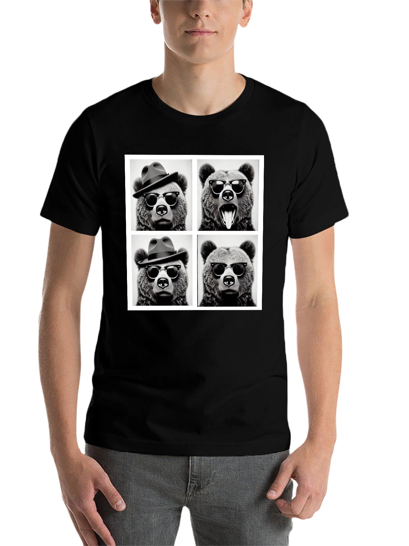 Cool Bear Collage Graphic Tee - Black - 7