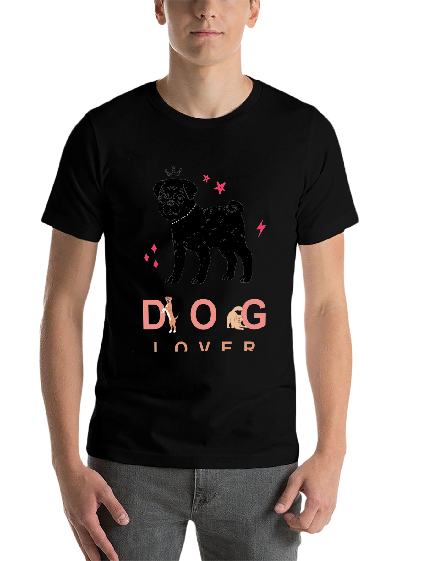 Black Dog Lover Black Graphic Tee view 7