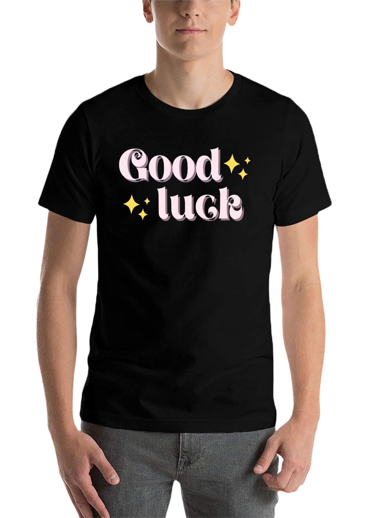 Black Good Luck Graphic Tee - Soft Cotton Blend view 7