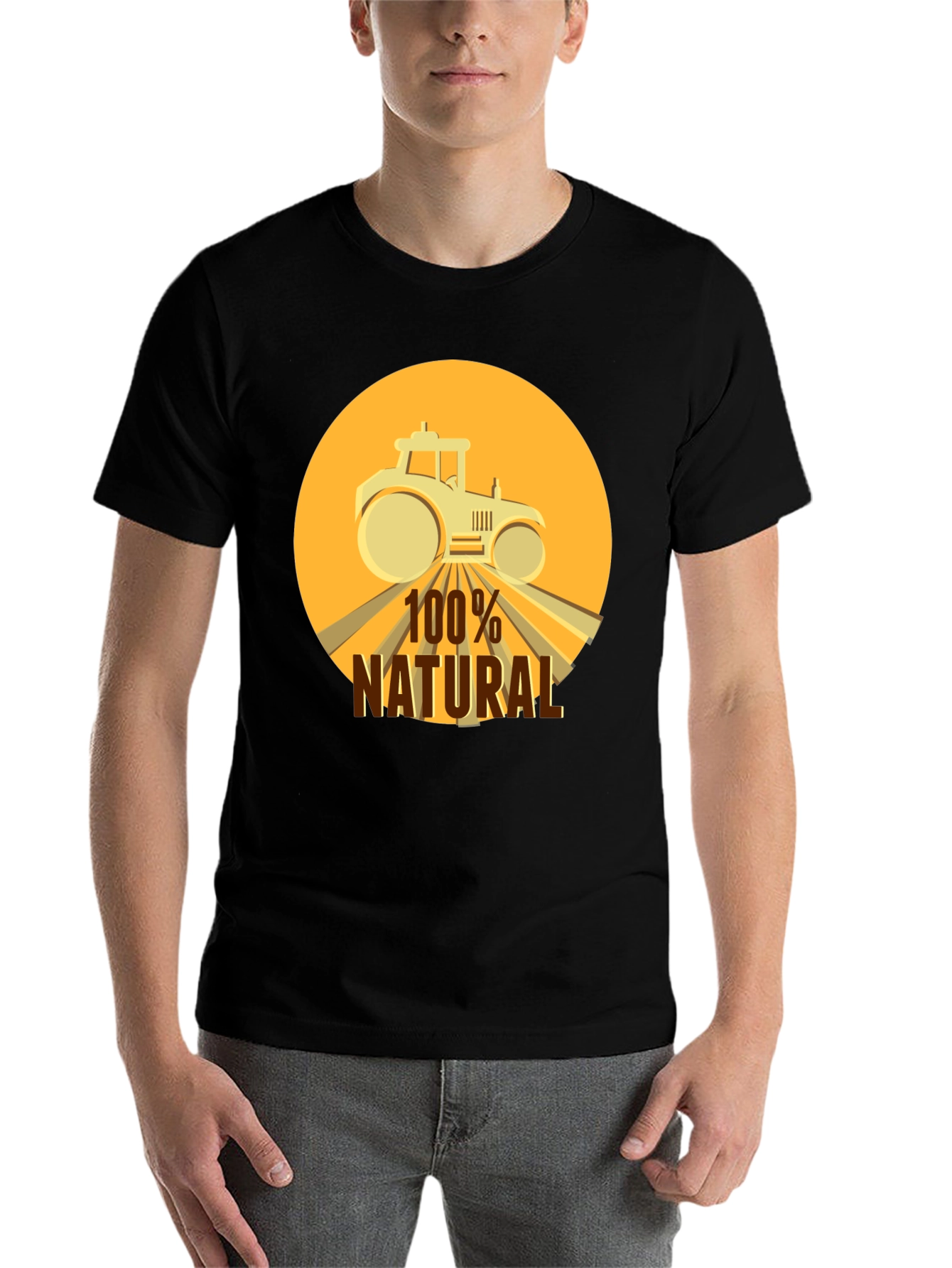 Black 100% Natural Tractor Graphic Tee - Black Cotton Blend view 7