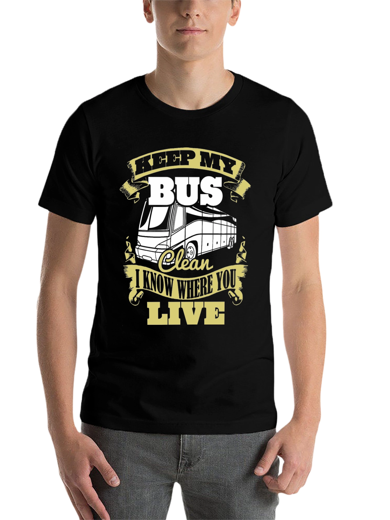 Black Keep My Bus Clean T-Shirt view 7