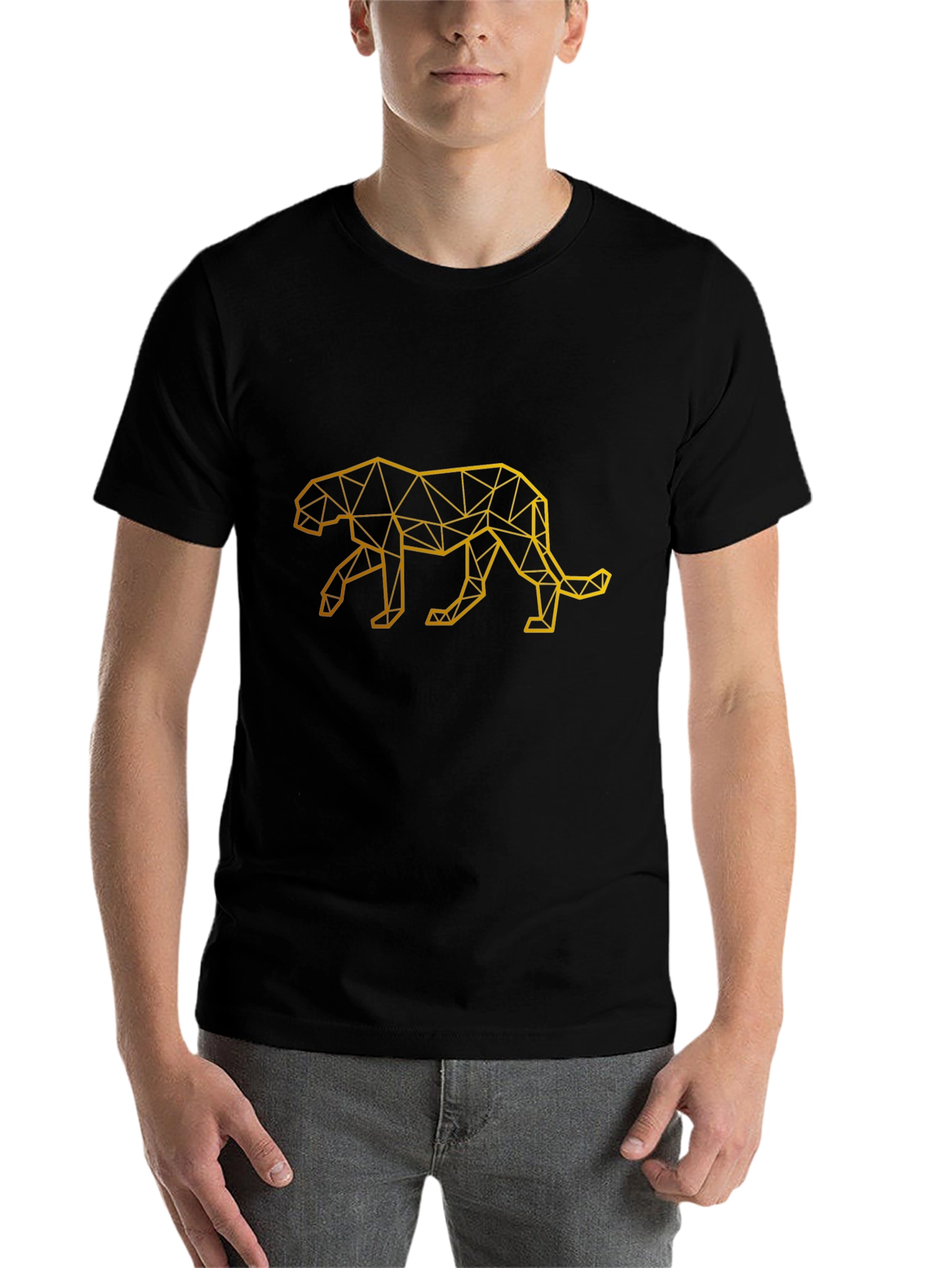 Black Geometric Panther Graphic Tee - Modern Style view 7