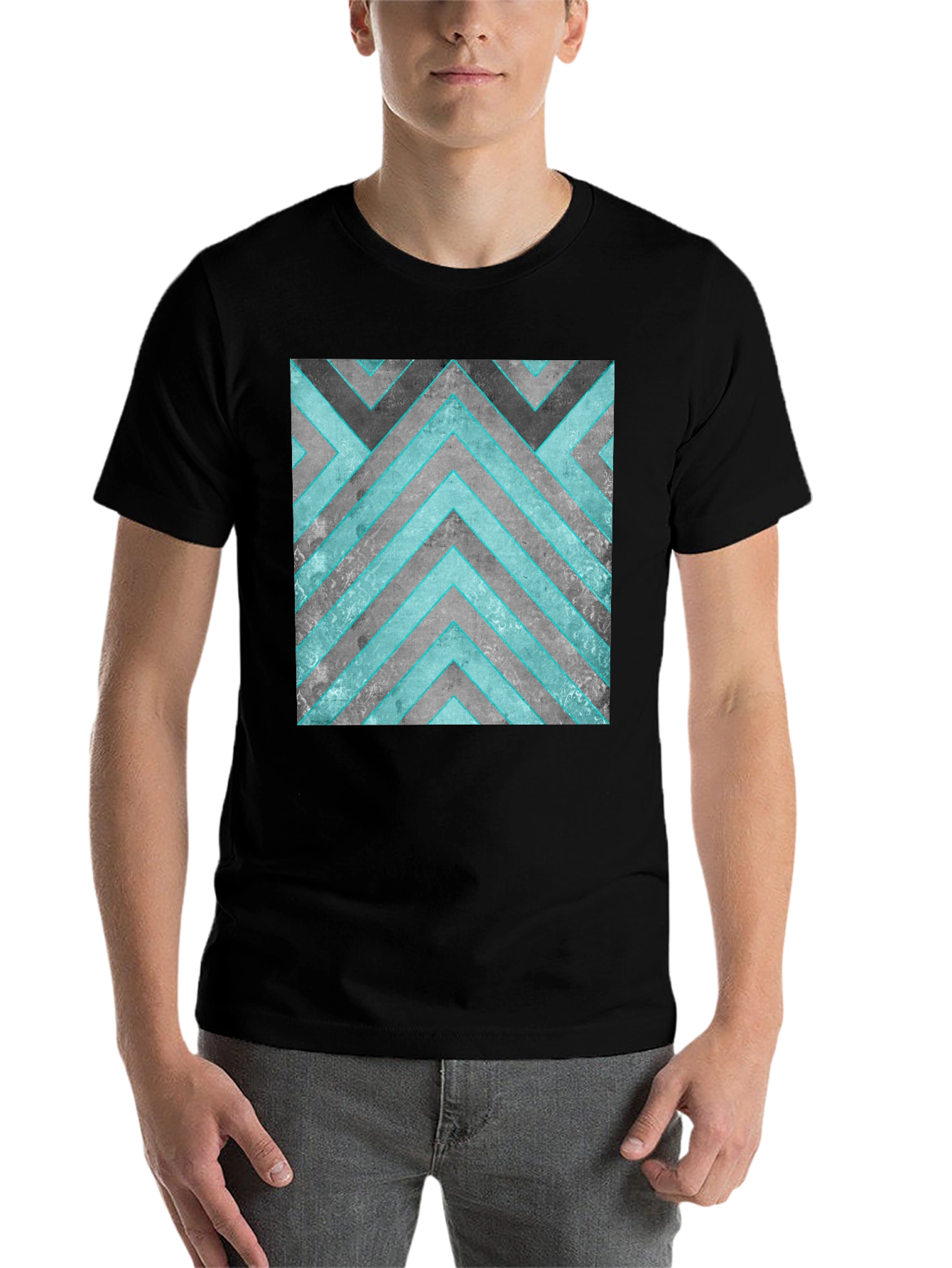 Black Abstract Geometric Graphic T-Shirt view 7