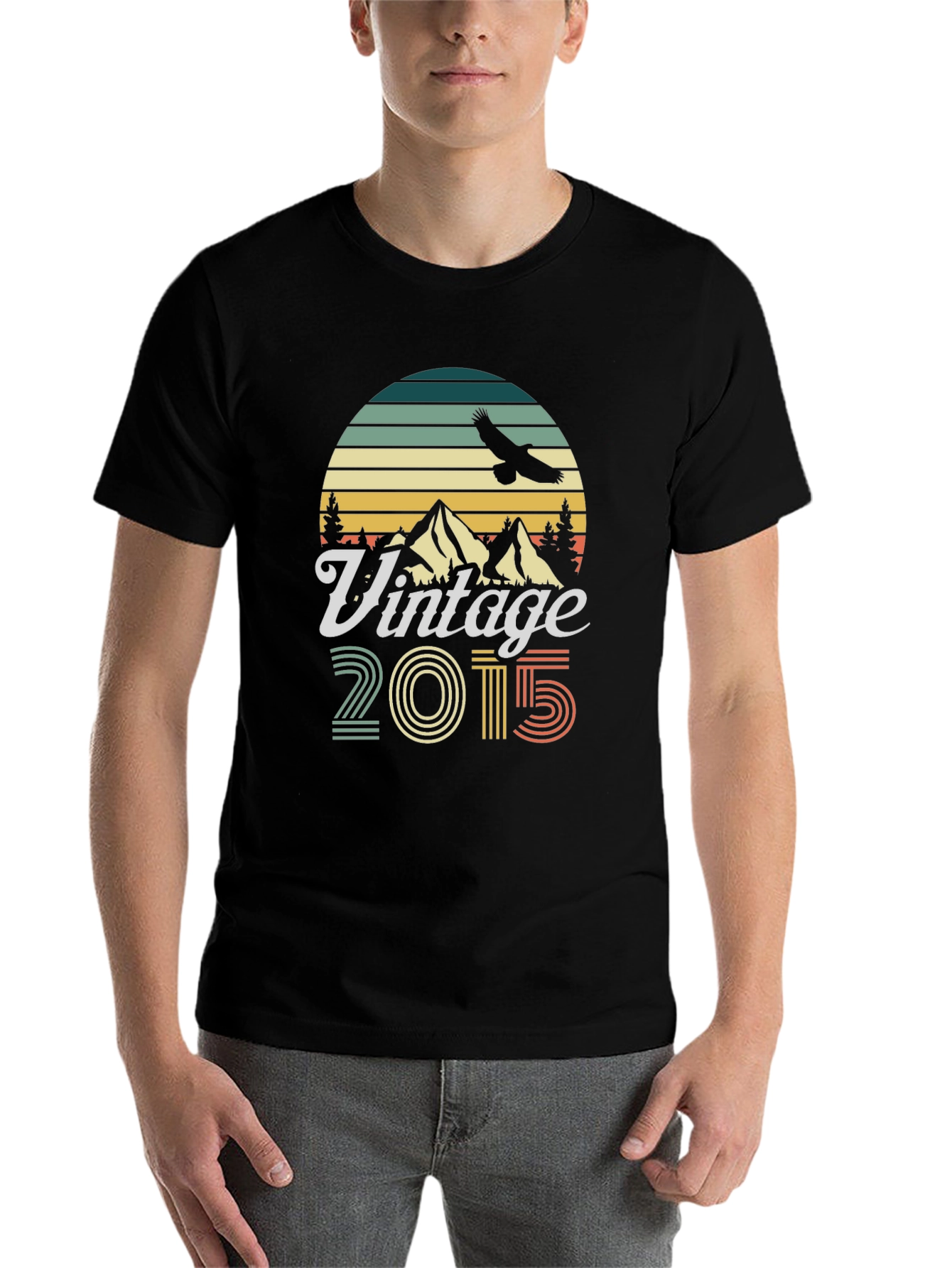 Black Vintage 2015 Graphic T-Shirt Retro Birthday Gift view 7