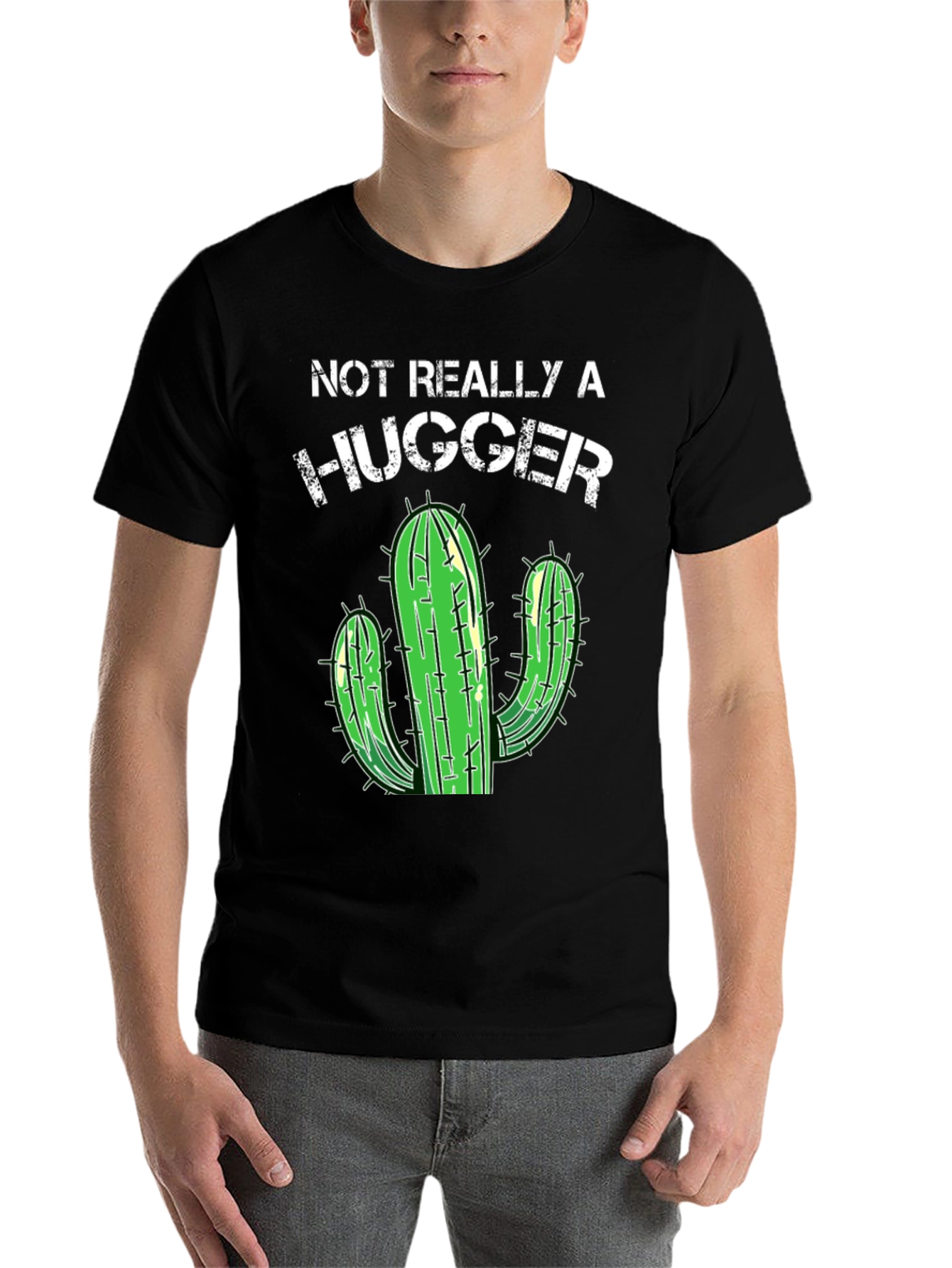 Black Not Really a Hugger Cactus Graphic Tee view 7