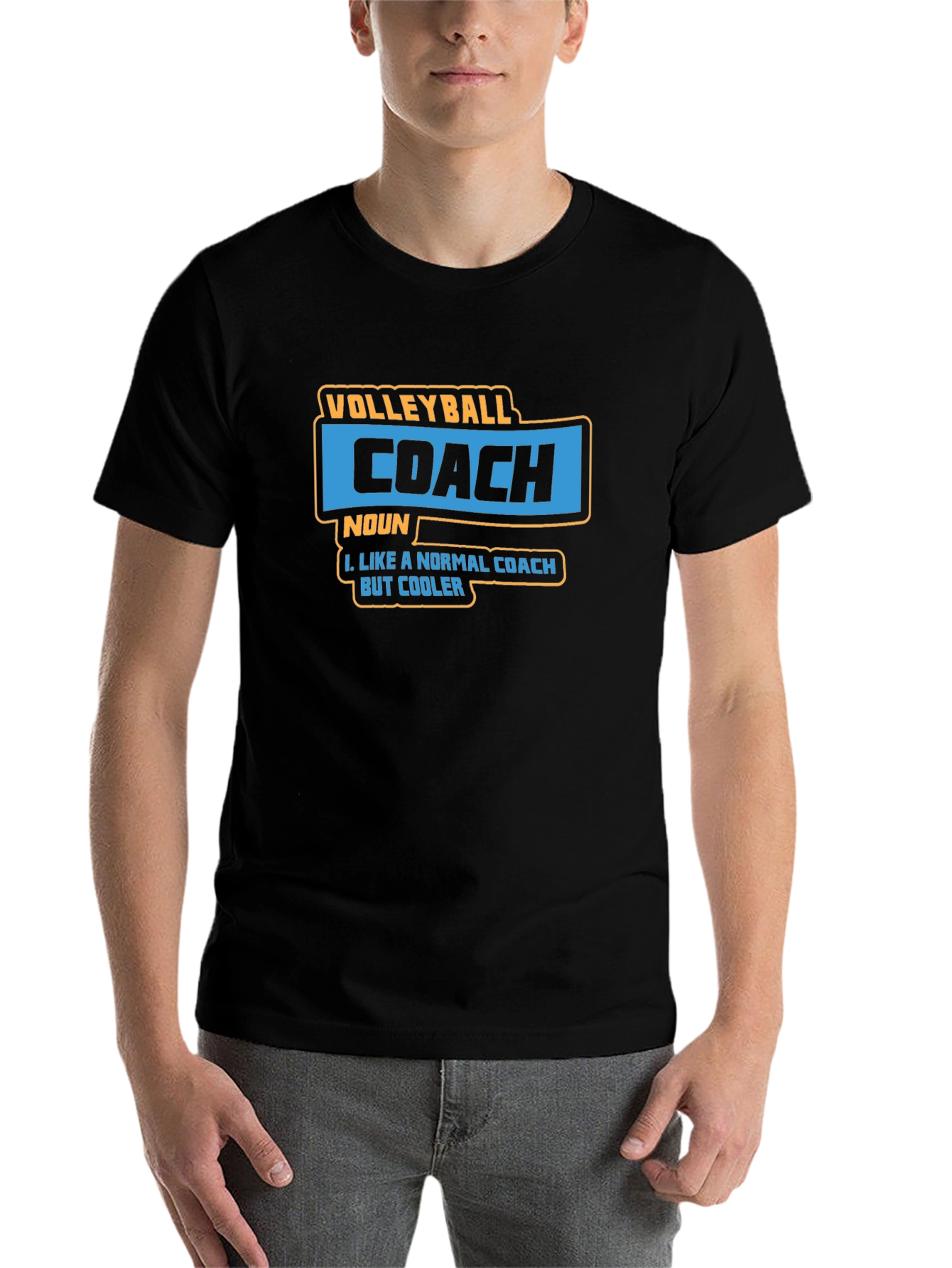 Black Volleyball Coach Funny Graphic T-Shirt view 7