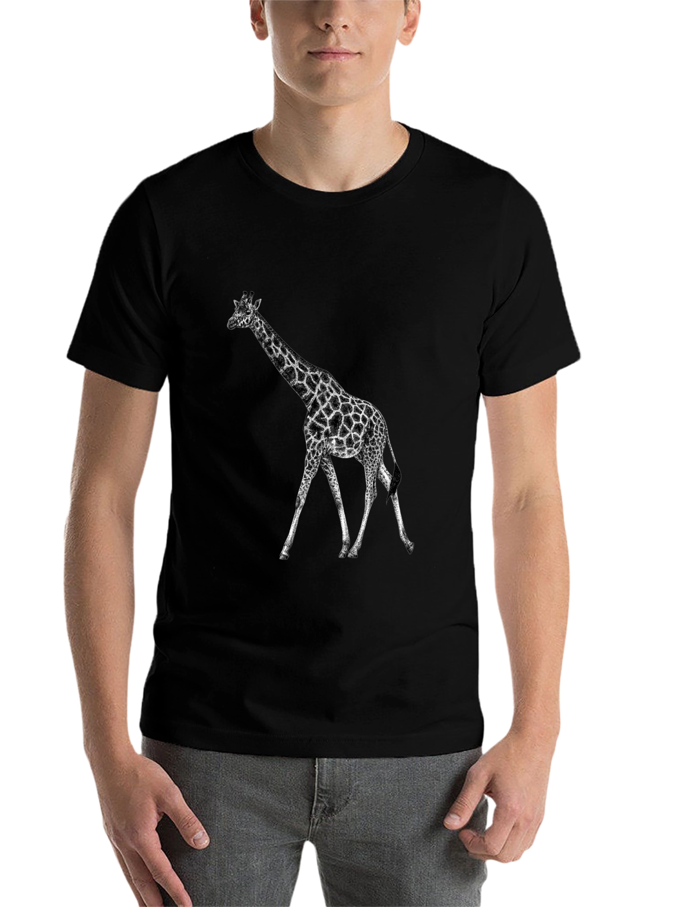 Black Giraffe Graphic Tee - Black Casual T-Shirt view 7