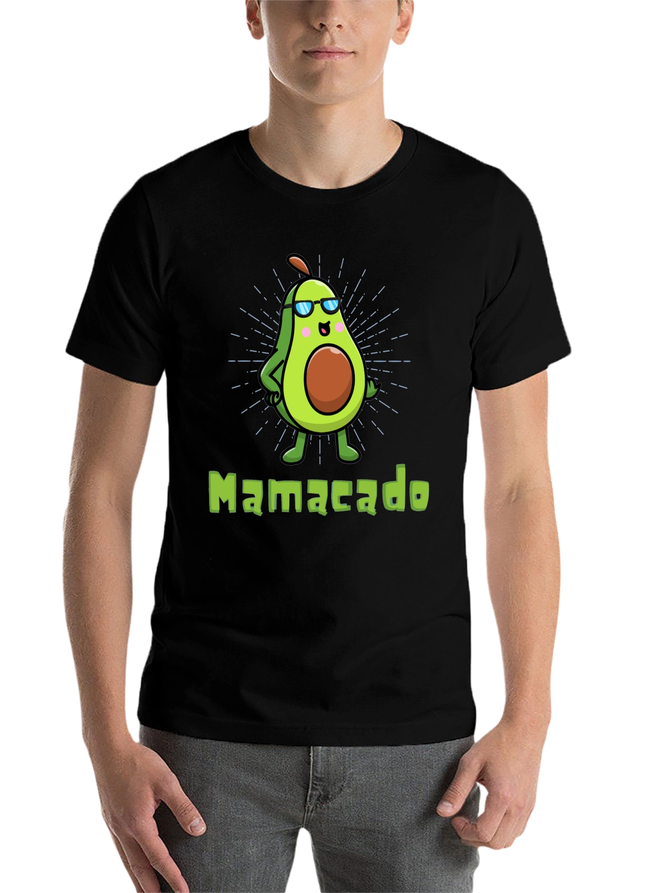 Black Cool Mamacado Avocado Graphic T-Shirt view 7