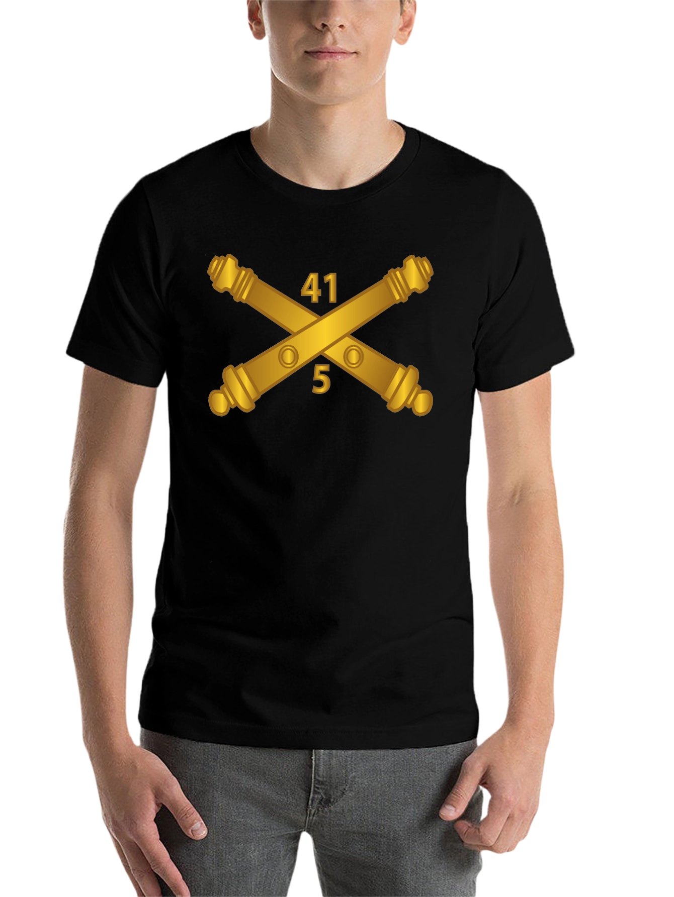 Black 41st Field Artillery Regiment Crossed Cannons T-Shirt view 7