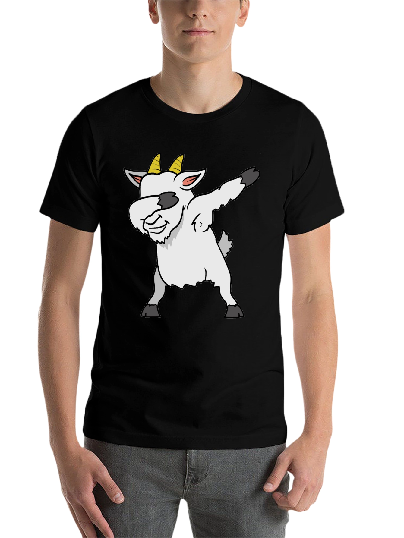 Black Dabbing Goat Graphic Tee - Black T-Shirt view 7