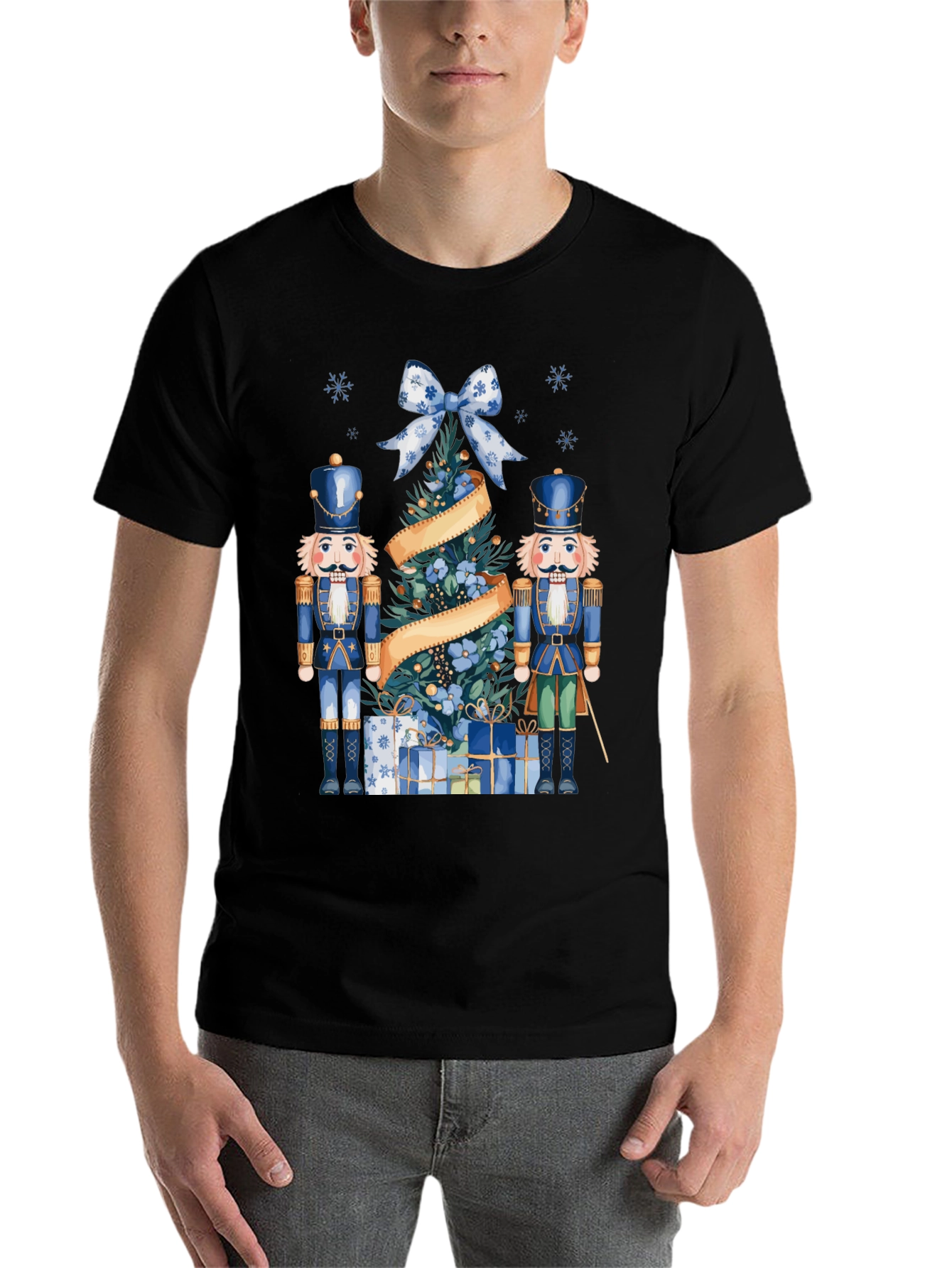 Black Festive Nutcracker Christmas T-Shirt view 7