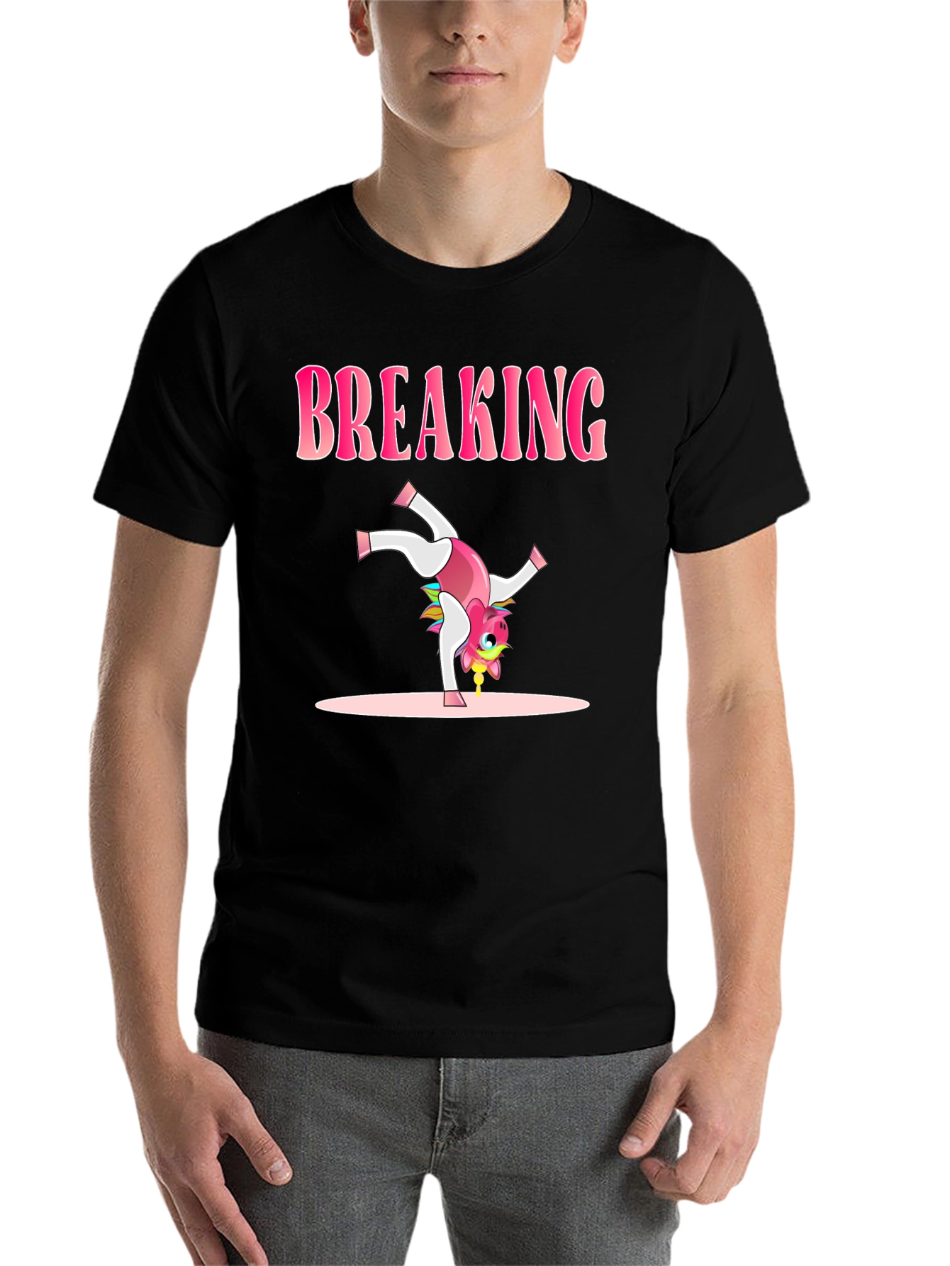 Black Breaking Unicorn Black T-Shirt view 7