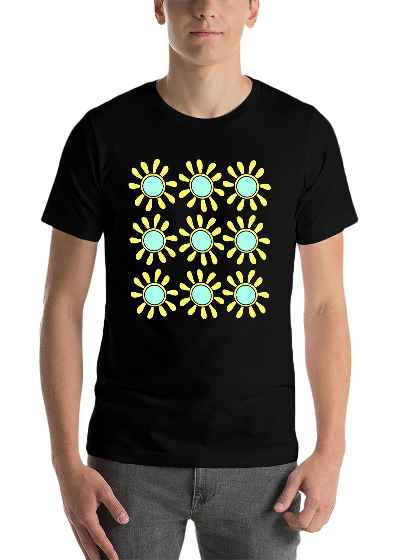 Black Retro Flower Power Graphic T-Shirt view 7