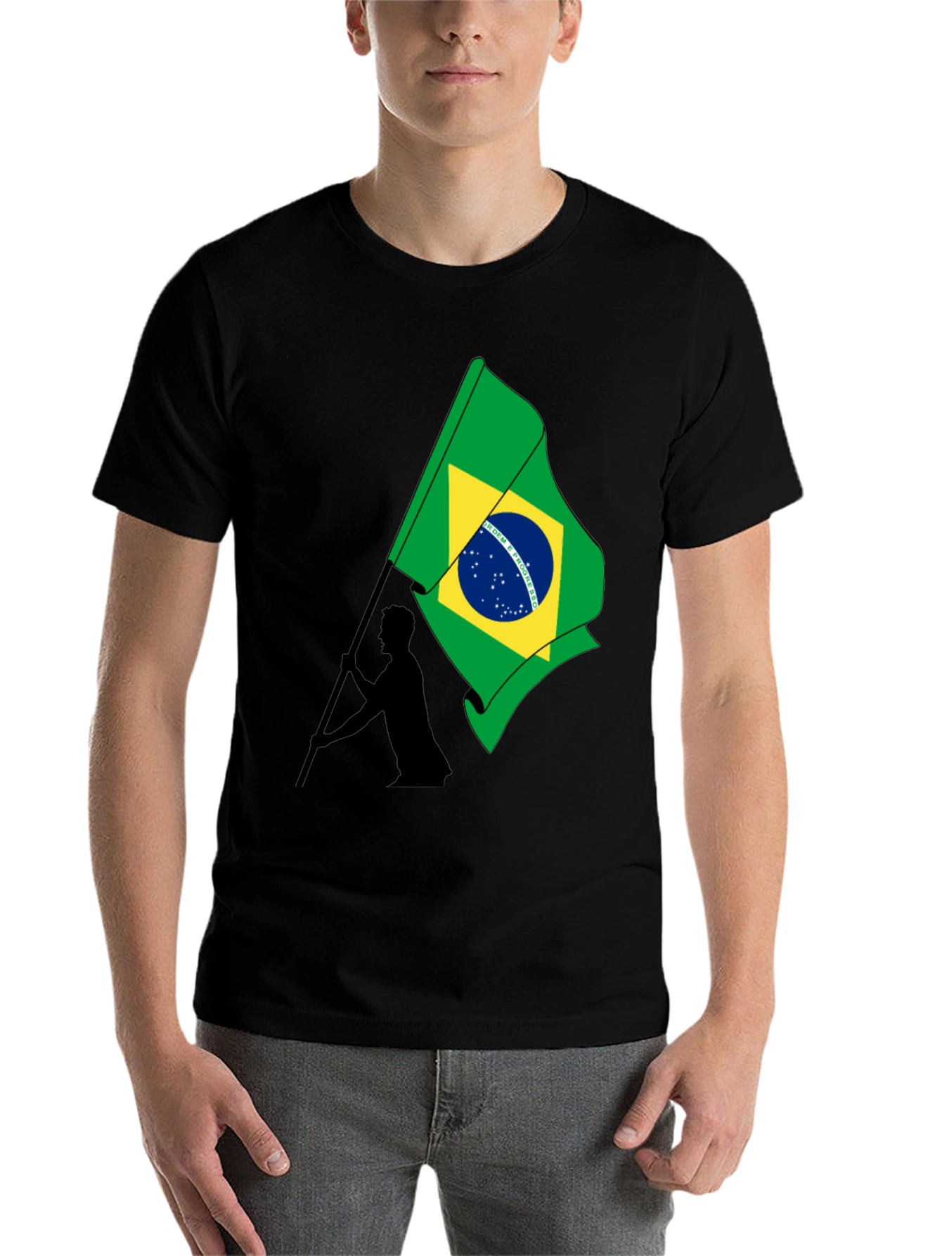 Black Brazil Flag Graphic T-Shirt - Menswear view 7