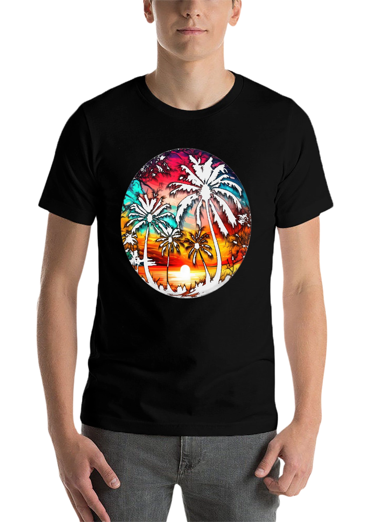 Black Sunset Palm Tree Graphic Tee - Tropical Vibe view 7