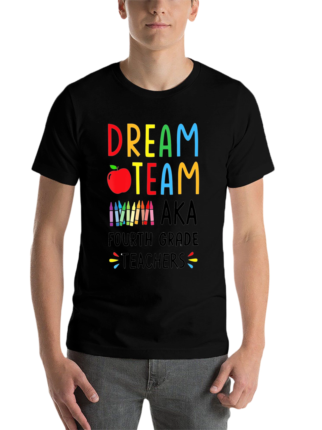 Black Dream Team Teacher Shirt - Fourth Grade view 7