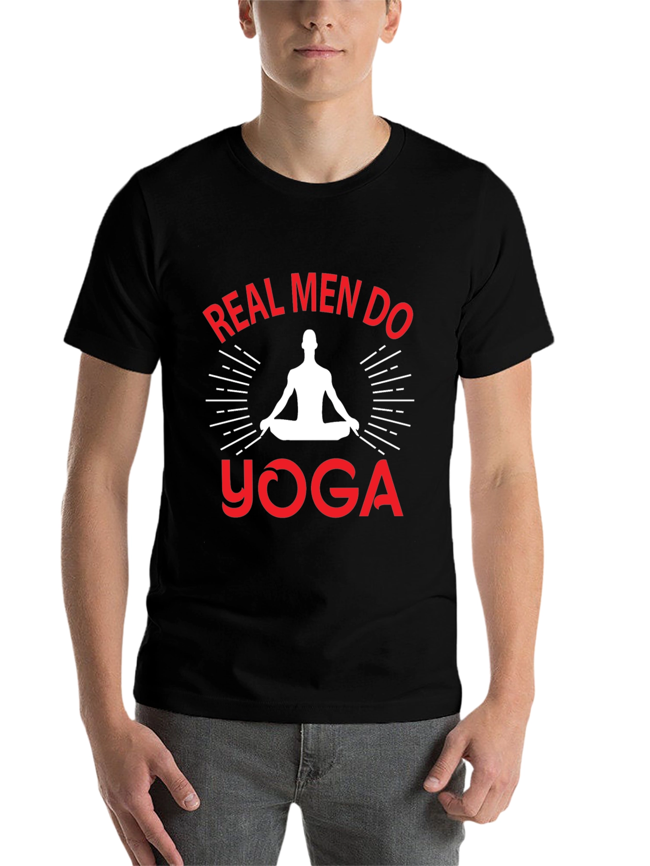 Black Real Men Do Yoga Graphic T-Shirt view 7