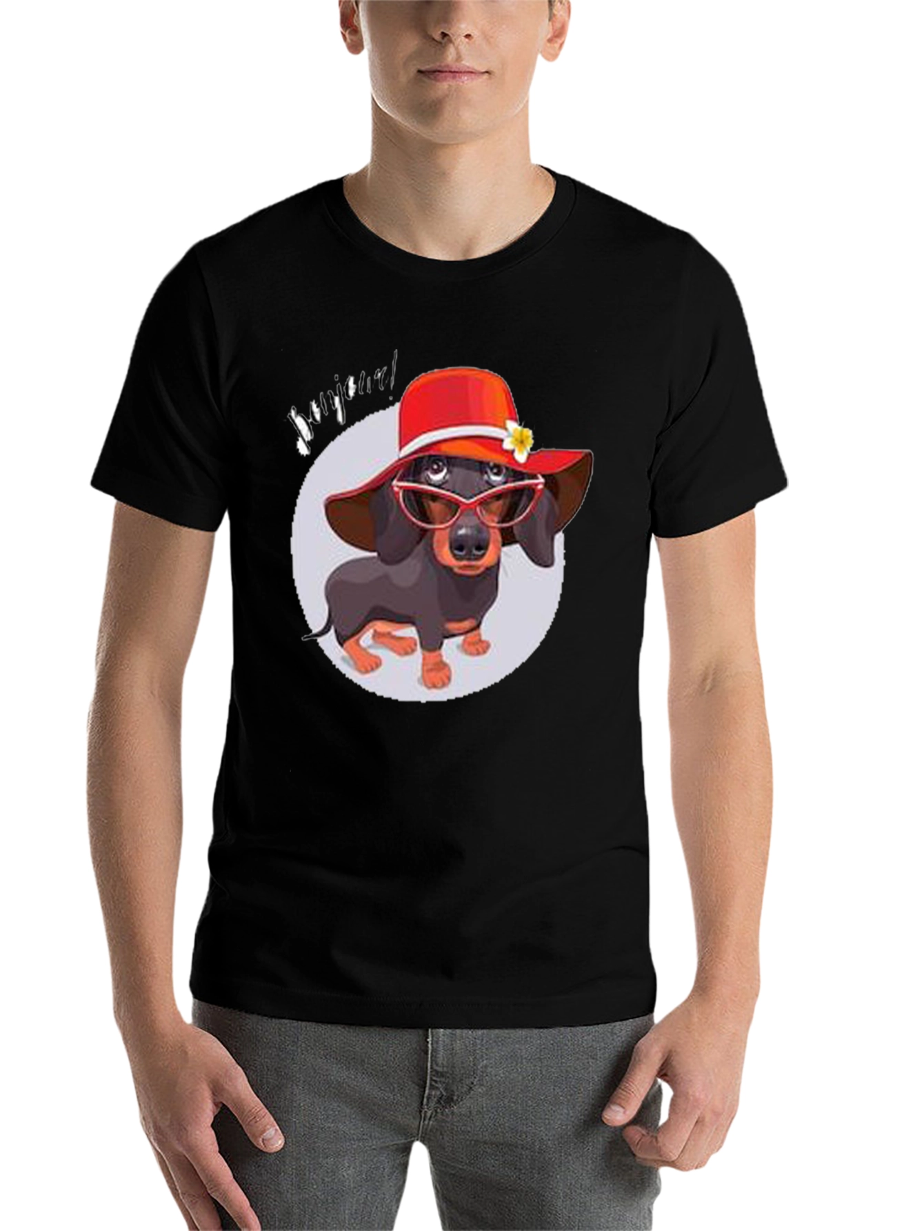 Black Dachshund in Hat T-Shirt - Funny Dog Lover Tee view 7