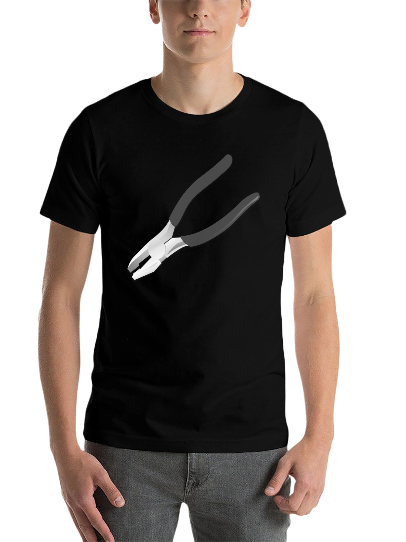 Black Novelty Pliers Graphic Black T-Shirt view 7