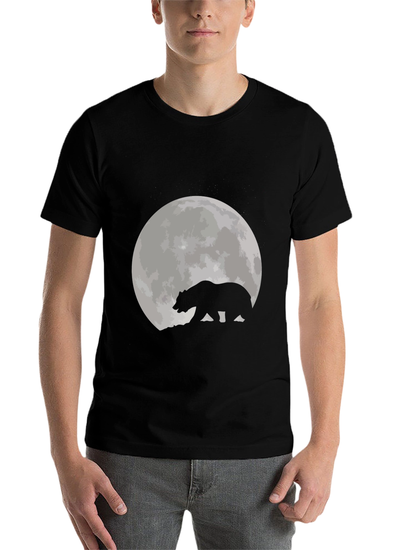 Black Bear Moon Black T-Shirt view 7