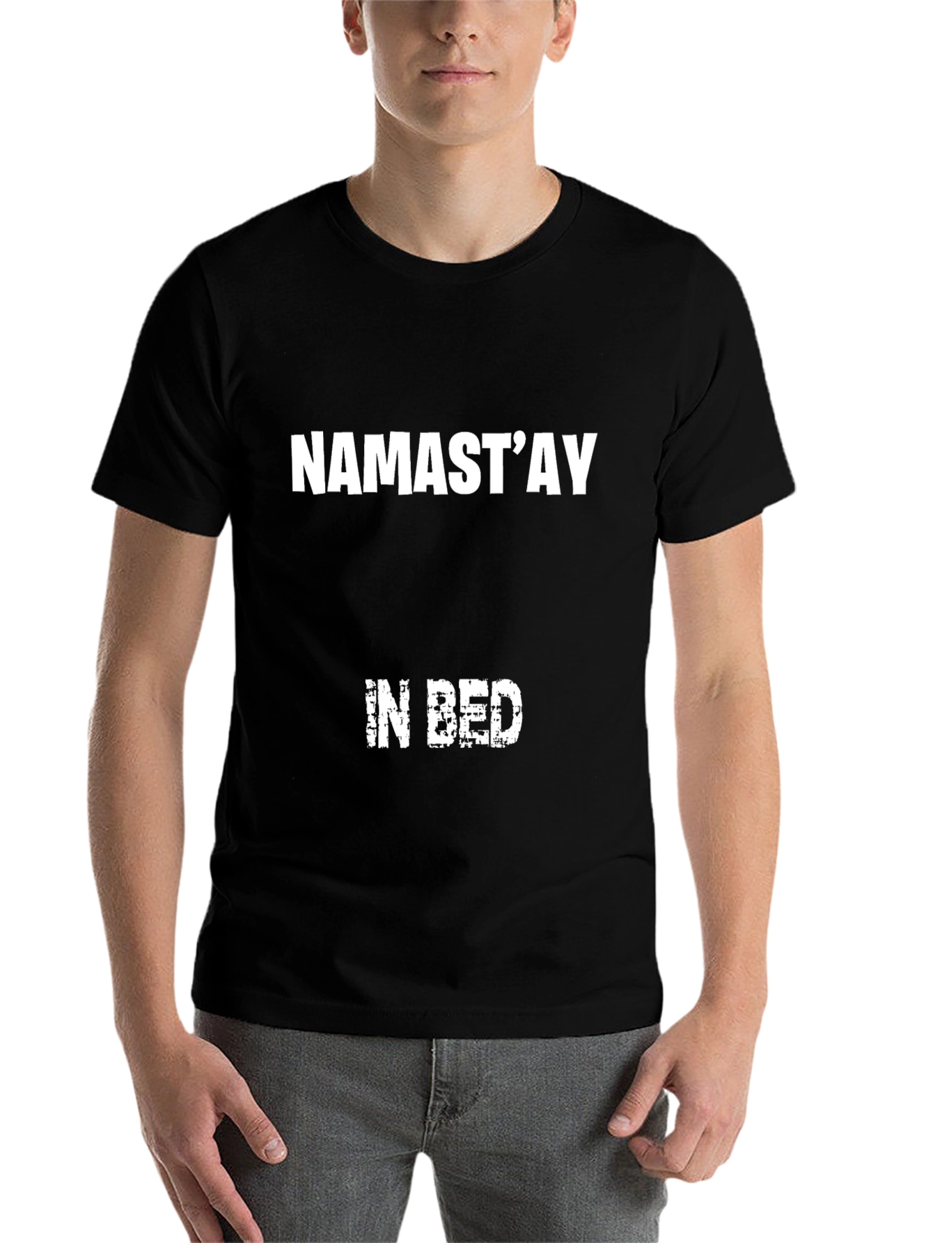 Black Namast'ay In Bed Graphic Tee - Black view 7