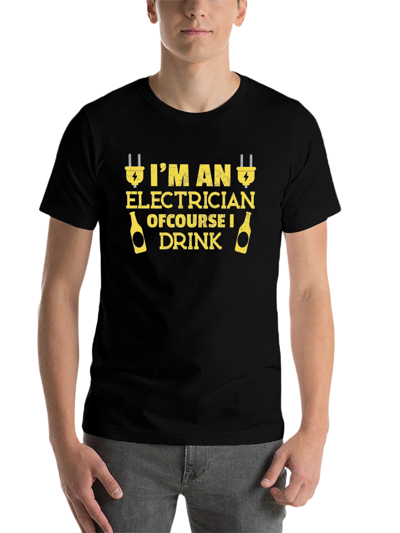 Black Electrician T-Shirt - Of Course I Drink Funny Tee view 7