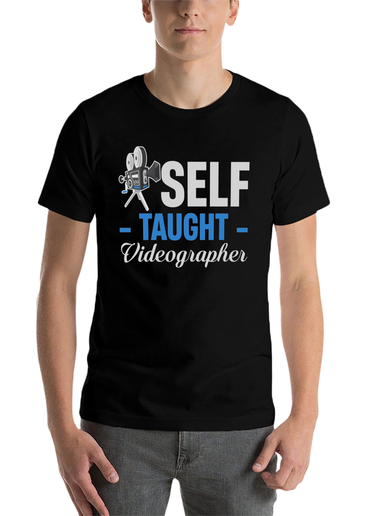 Black Self Taught Videographer Graphic Tee view 7