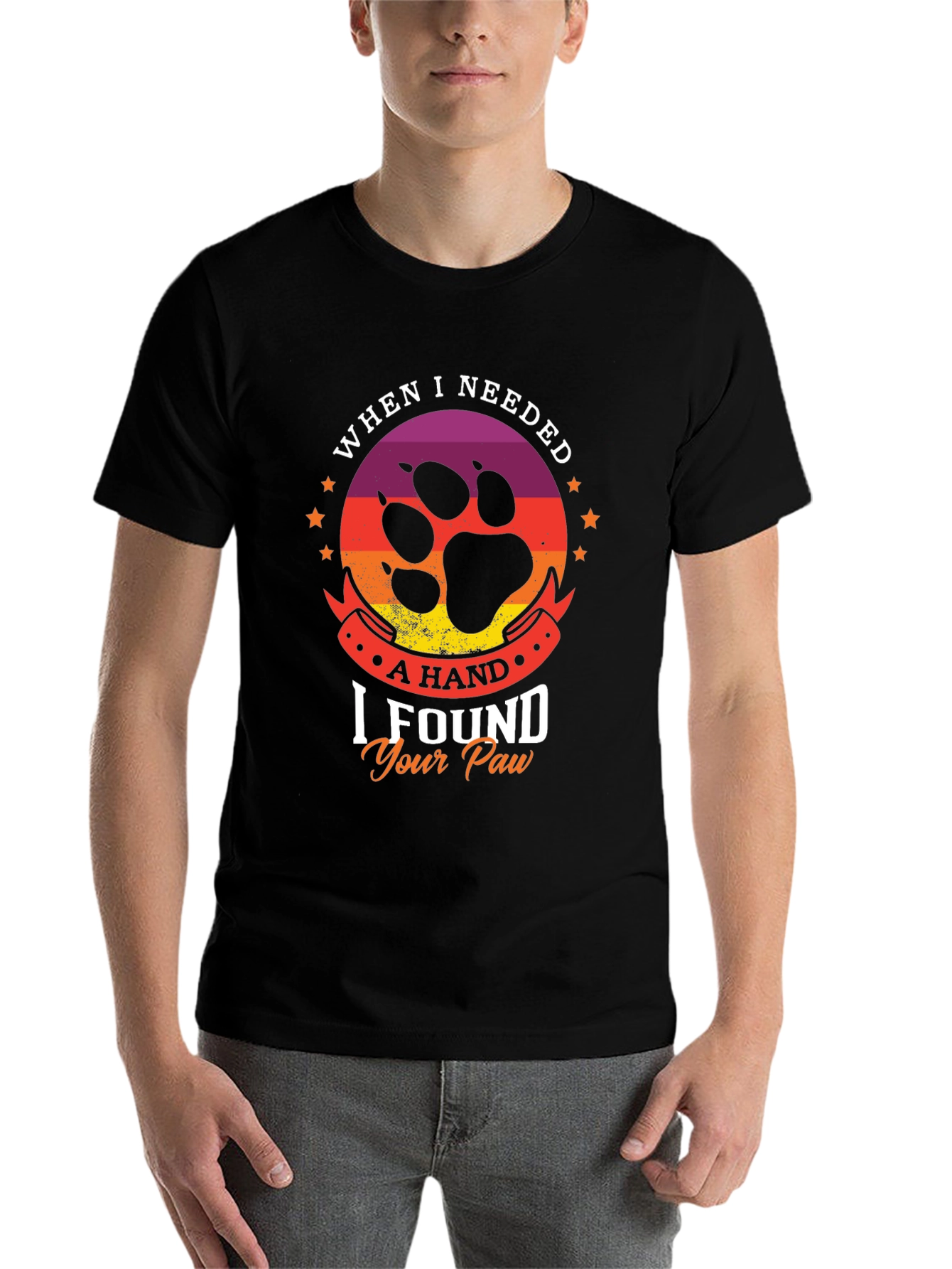 Black Paw Print T-Shirt - Dog Lover Tee view 7