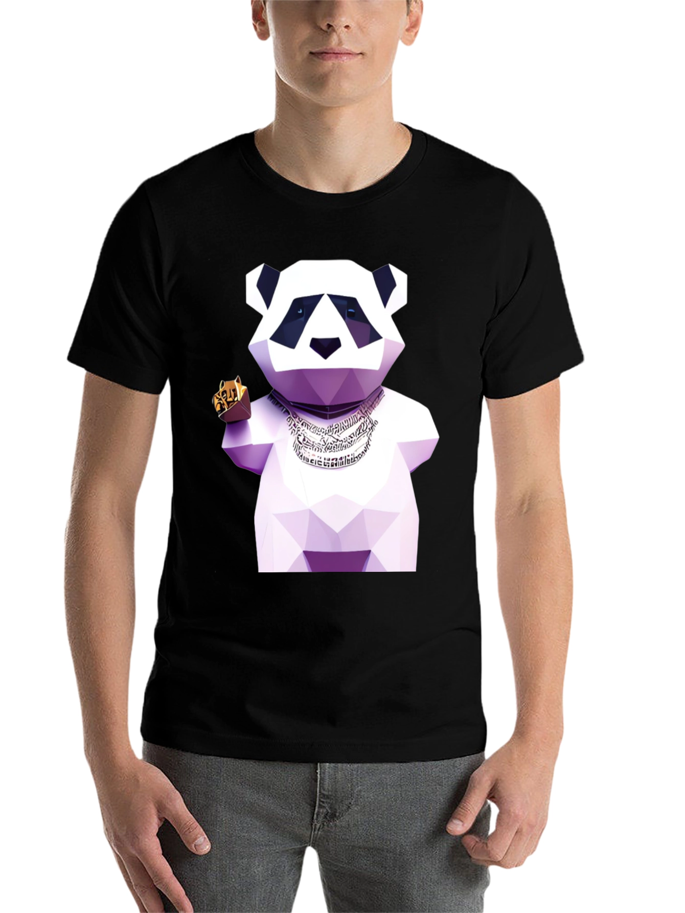 Black Geometric Panda T-Shirt view 7
