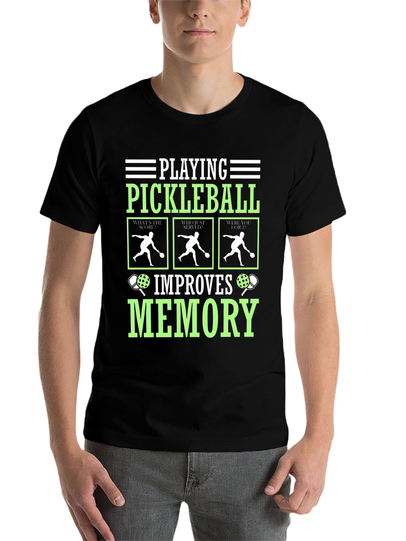 Black Pickleball Improves Memory T-Shirt view 7