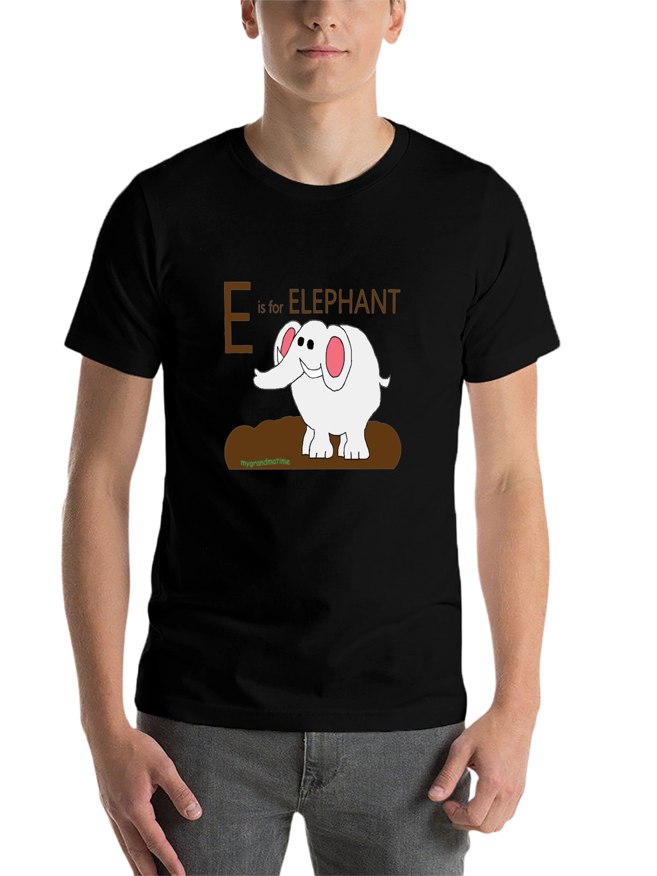 Black E is for Elephant Graphic T-Shirt view 7
