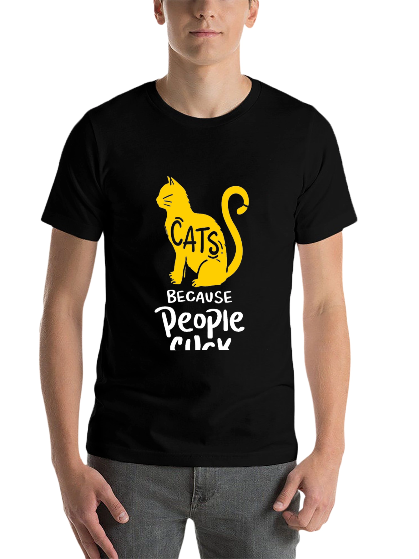 Black Cats Because People Suck Graphic T-Shirt view 7