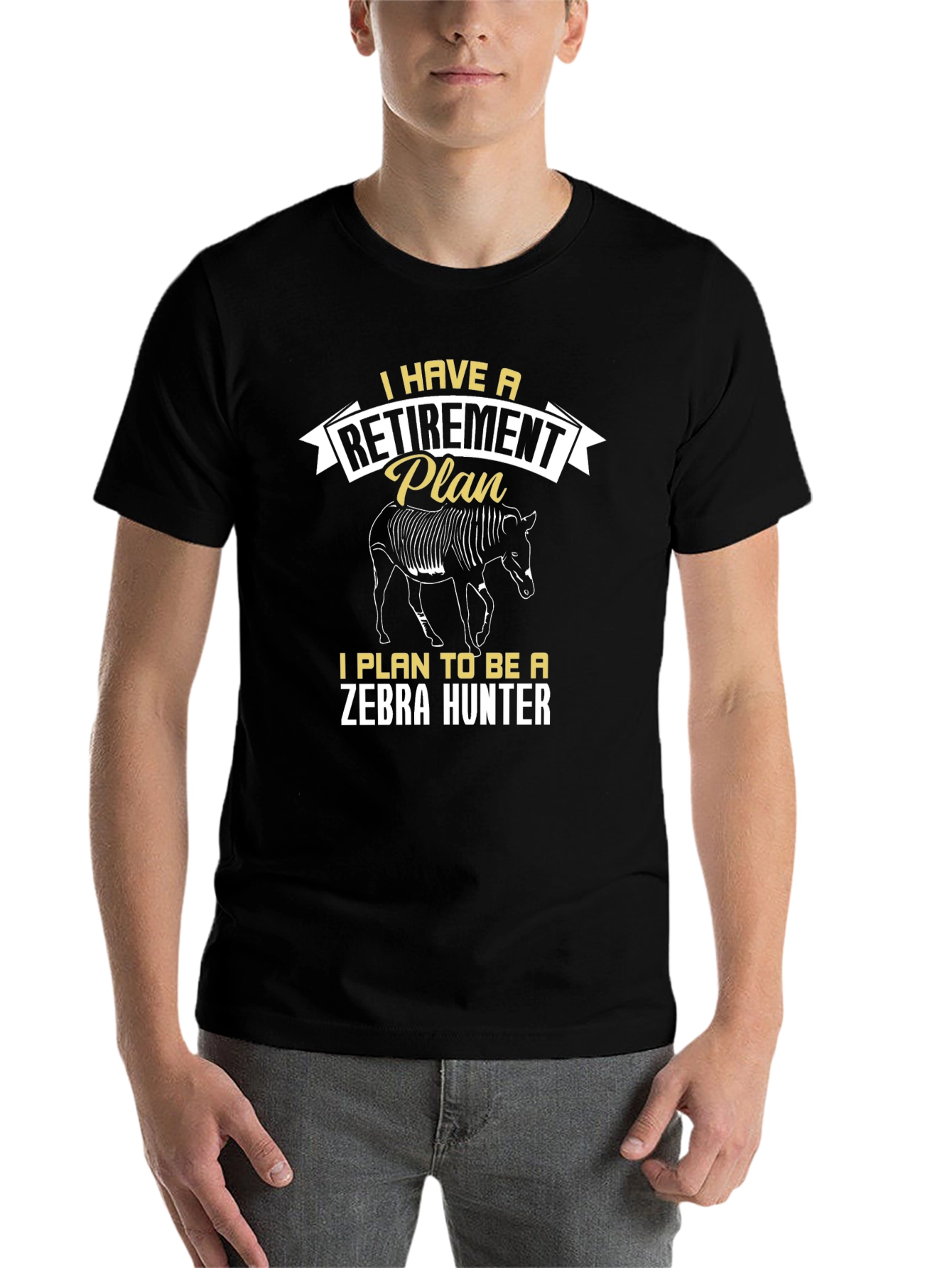 Black Zebra Hunter Retirement Plan T-Shirt view 7