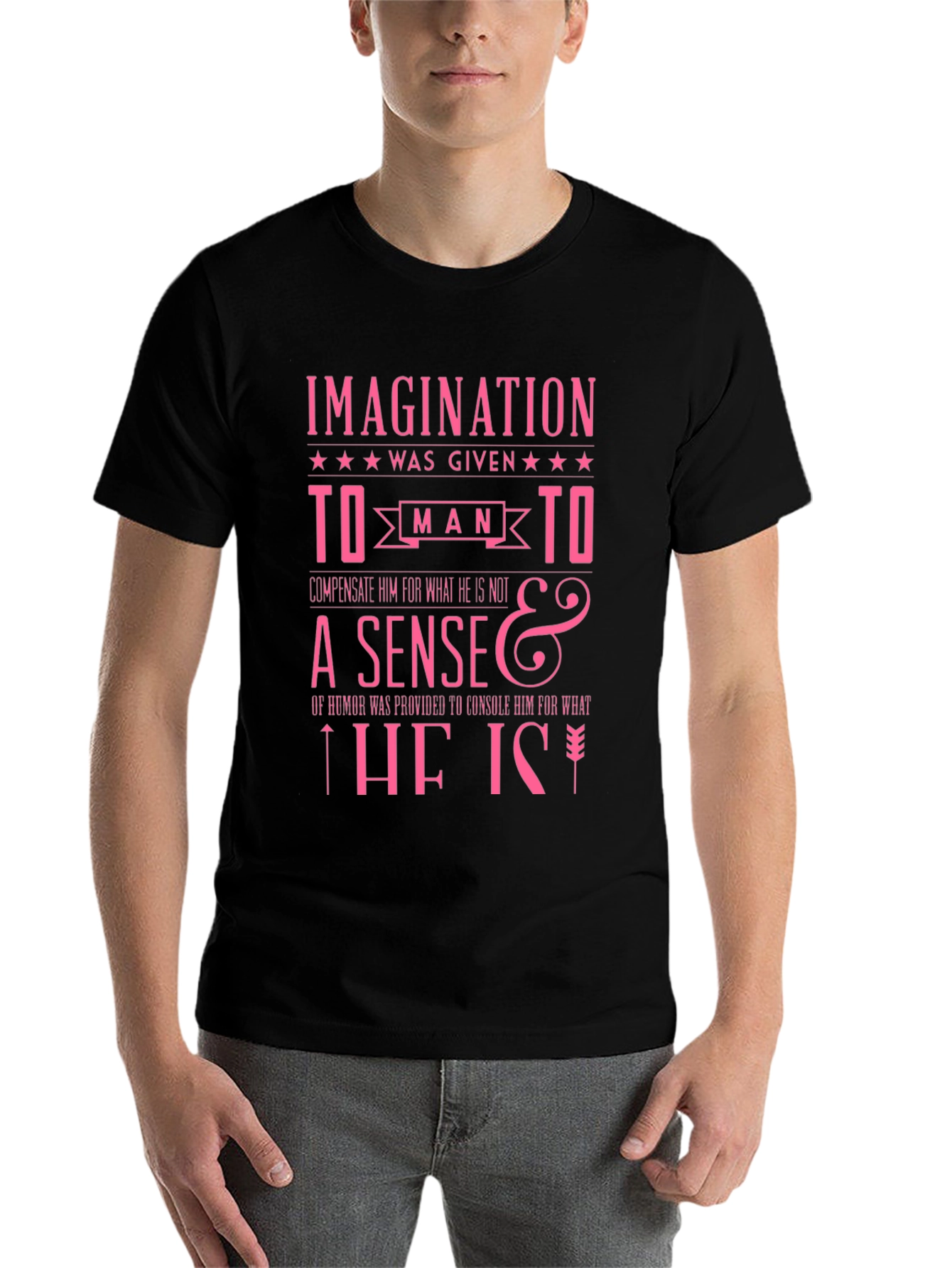 Black Imagination Humor Slogan Graphic T-Shirt view 7