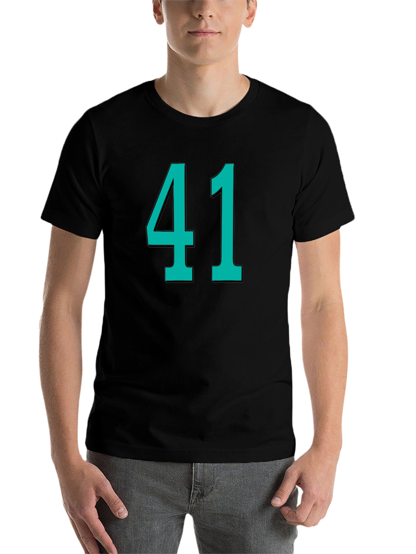 Black Number 41 Graphic Tee - Black Cotton T-Shirt view 7