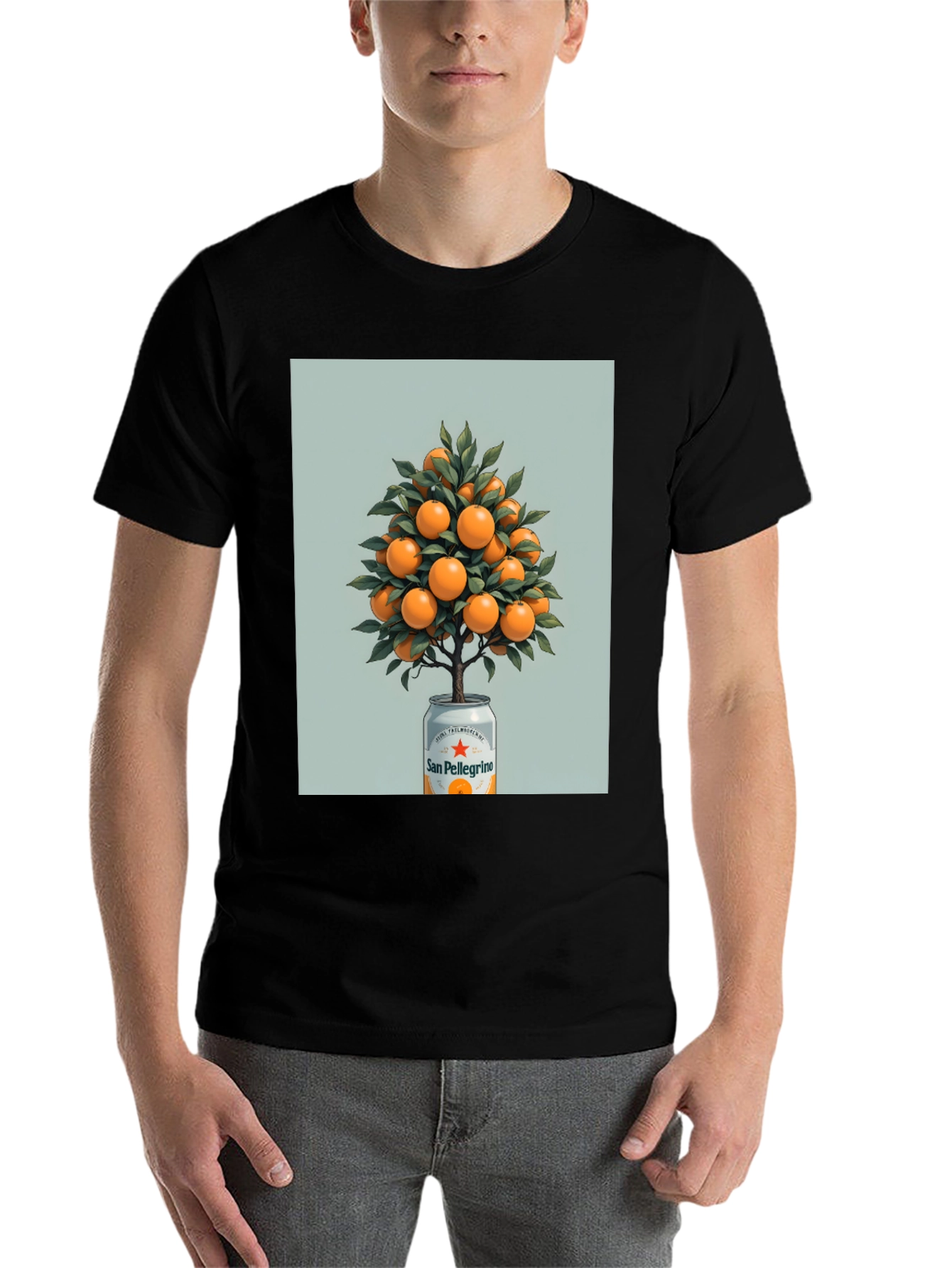 Black San Pellegrino Orange Tree Graphic Tee view 7
