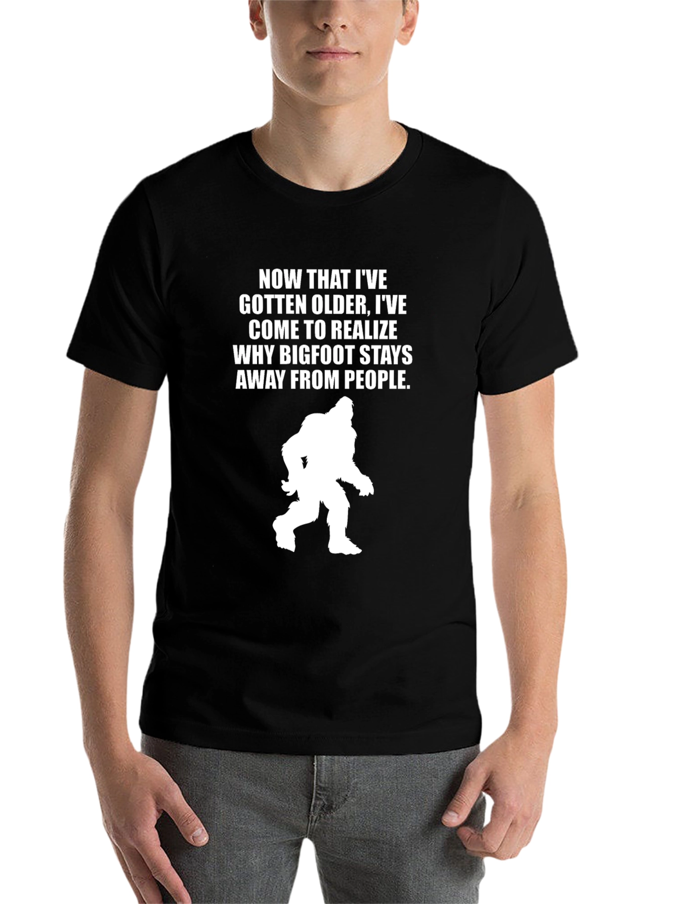 Black Bigfoot Humor Graphic Tee - Now That I've Gotten Older view 7