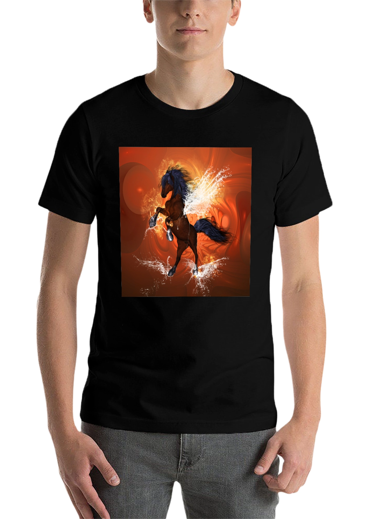 Black Fantasy Horse Graphic Black T-Shirt view 7