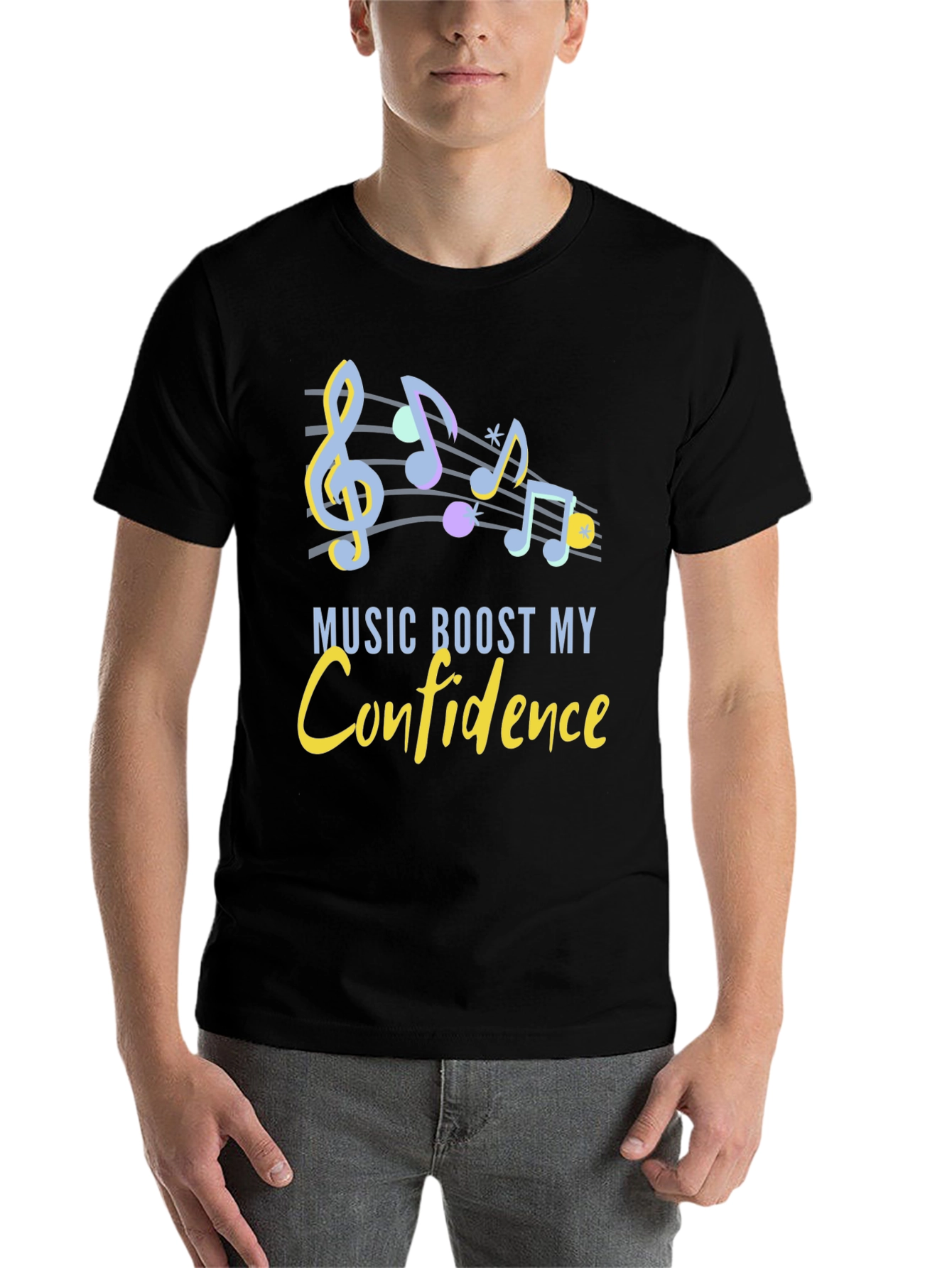 Black Music Boosts Confidence Graphic T-Shirt view 7