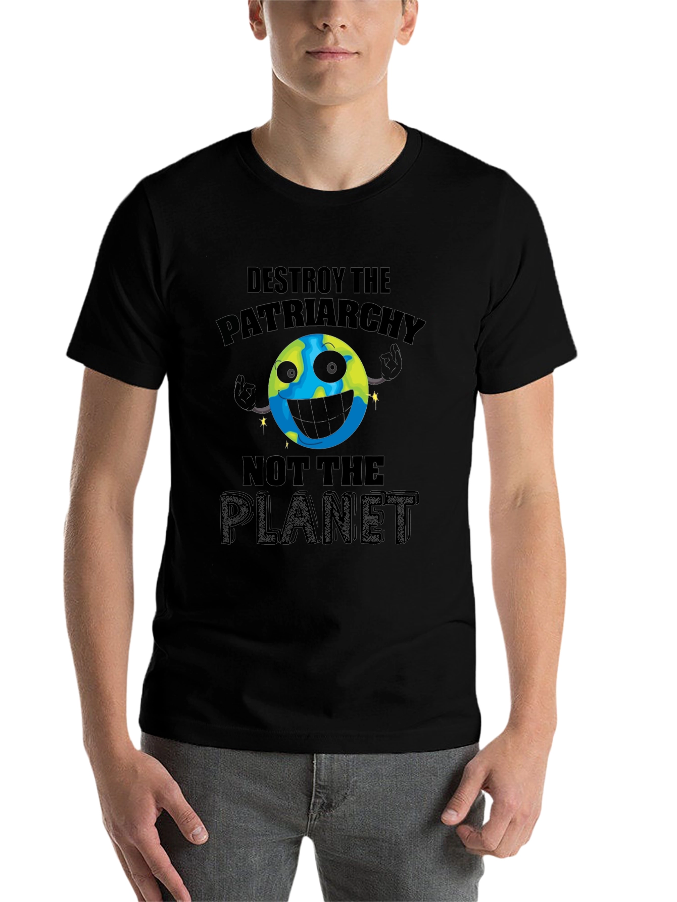 Black Destroy Patriarchy Planet Graphic Tee view 7