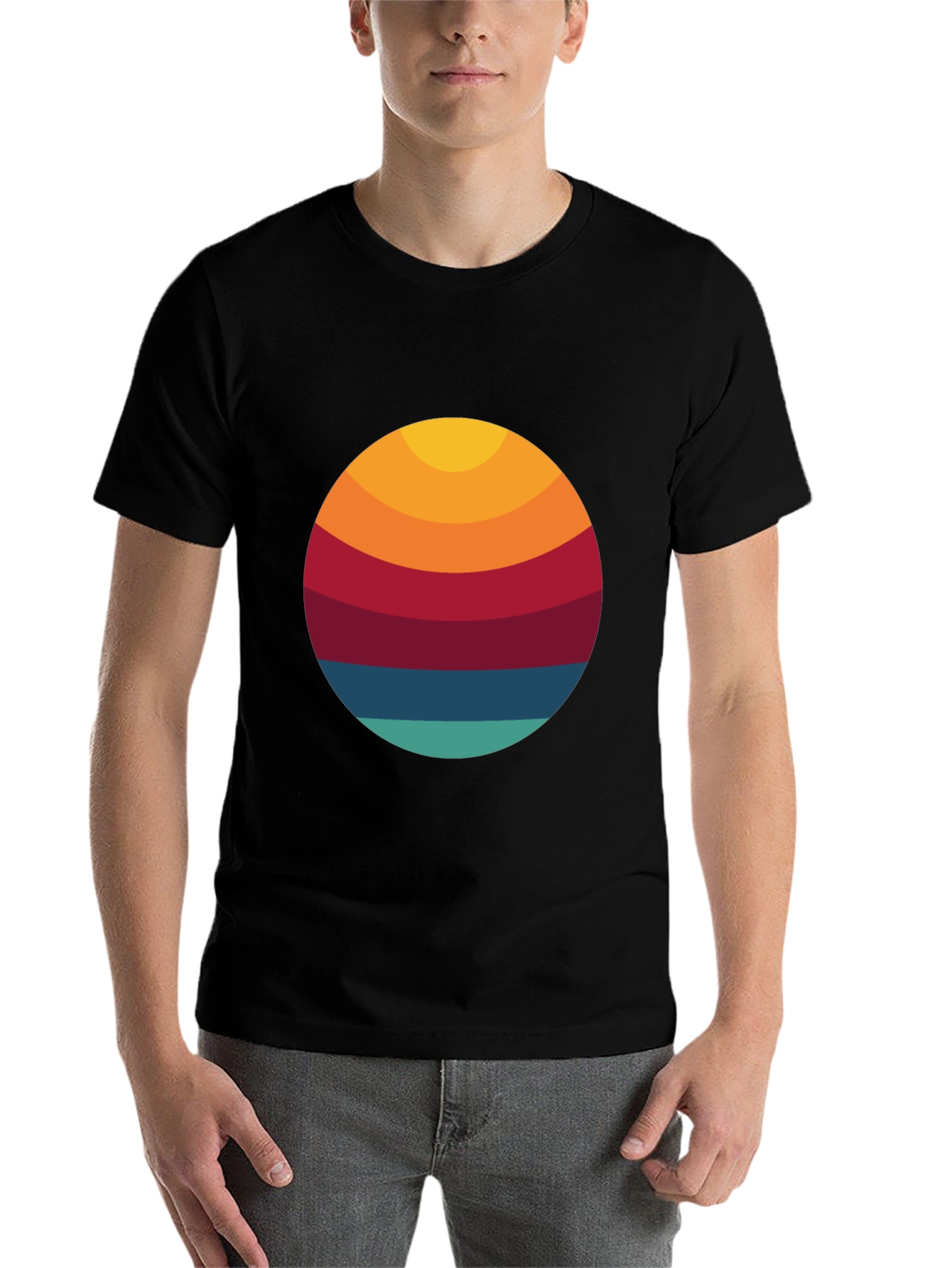 Black Retro Sunset Graphic T-Shirt - Vintage Style Tee view 7