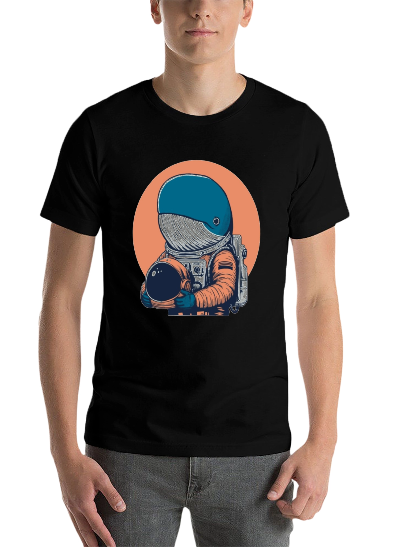 Black Astronaut Whale Graphic Tee - Unique Space Design T-Shirt view 7
