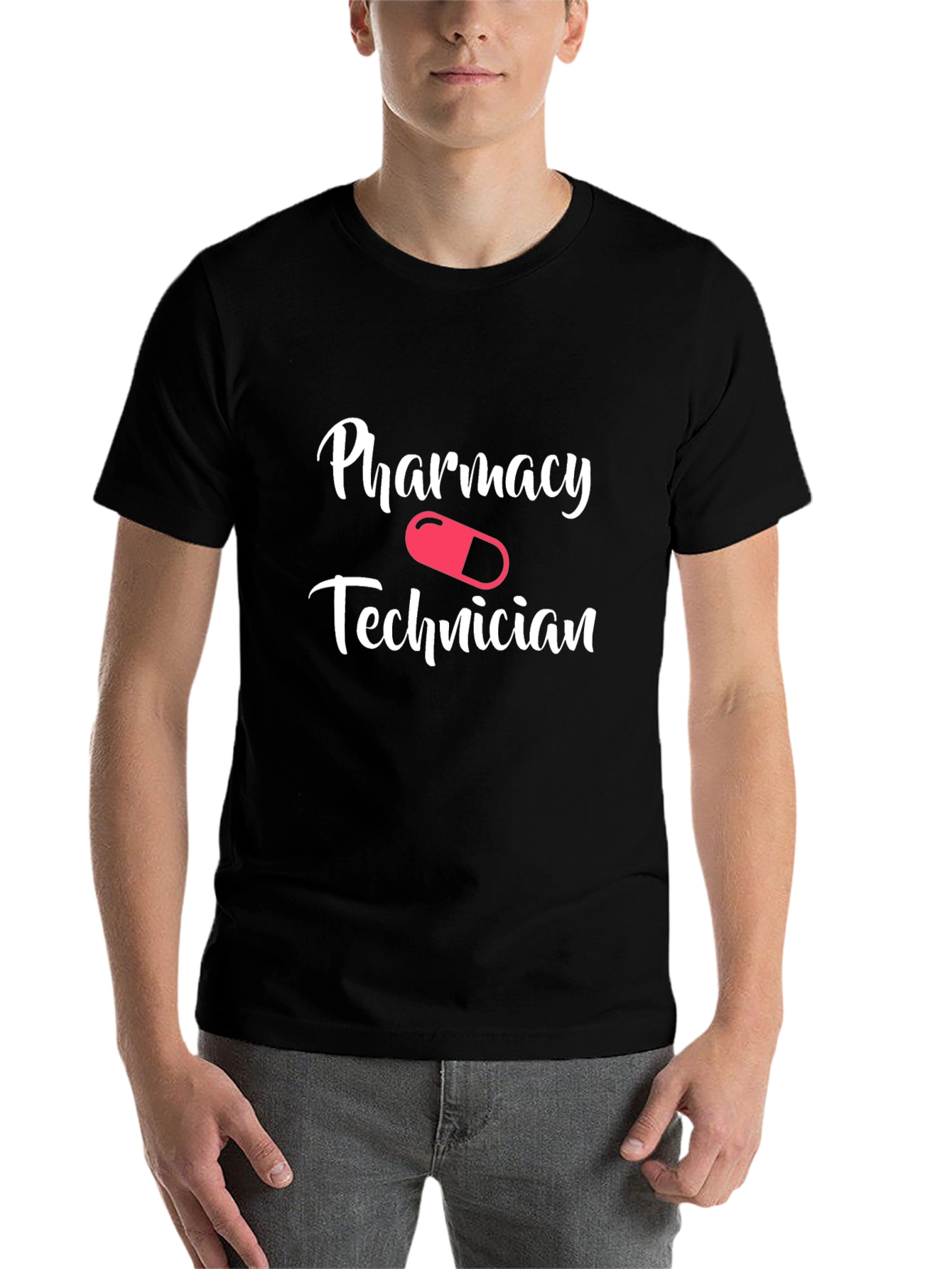 Black Pharmacy Technician T-Shirt - Novelty Design view 7