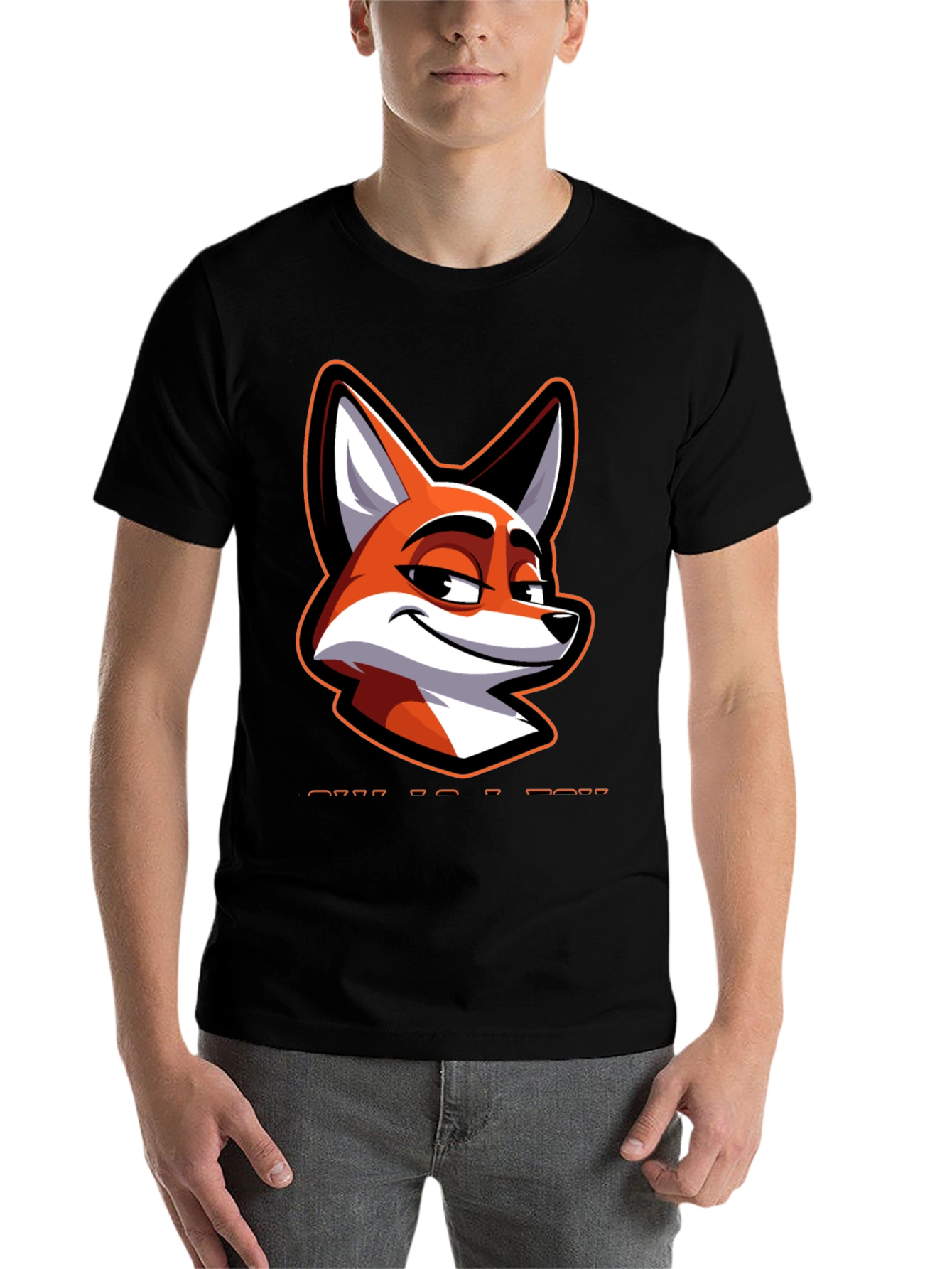 Black Cool Fox Graphic Tee - Black Cotton Blend view 7